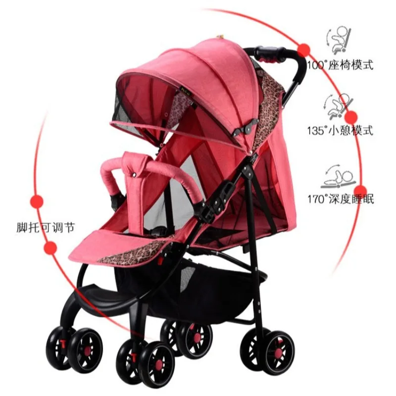 Los carritos para bebés pueden ser portátiles para viajes al aire libre, se pueden tumbarse, los carritos para bebés plegables se pueden sentarse y tumbarse. - imagen 2