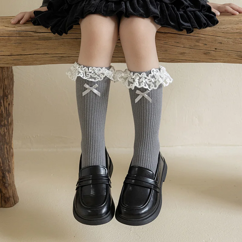Calcetines de ballet con volantes para niñas – Algodón de punto doble - imagen 2