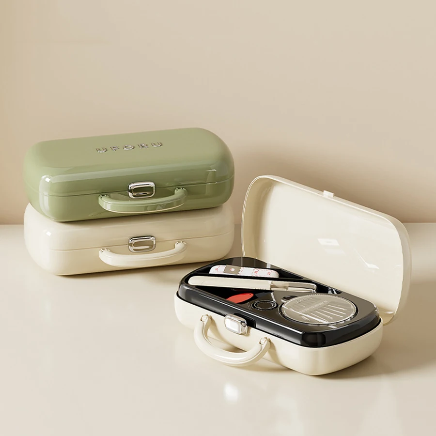 Uforu-caja de almacenamiento multifuncional a prueba de polvo, caja de costura creativa, costura Manual portátil para estudiantes, que incluye agujas y hilos - imagen 5