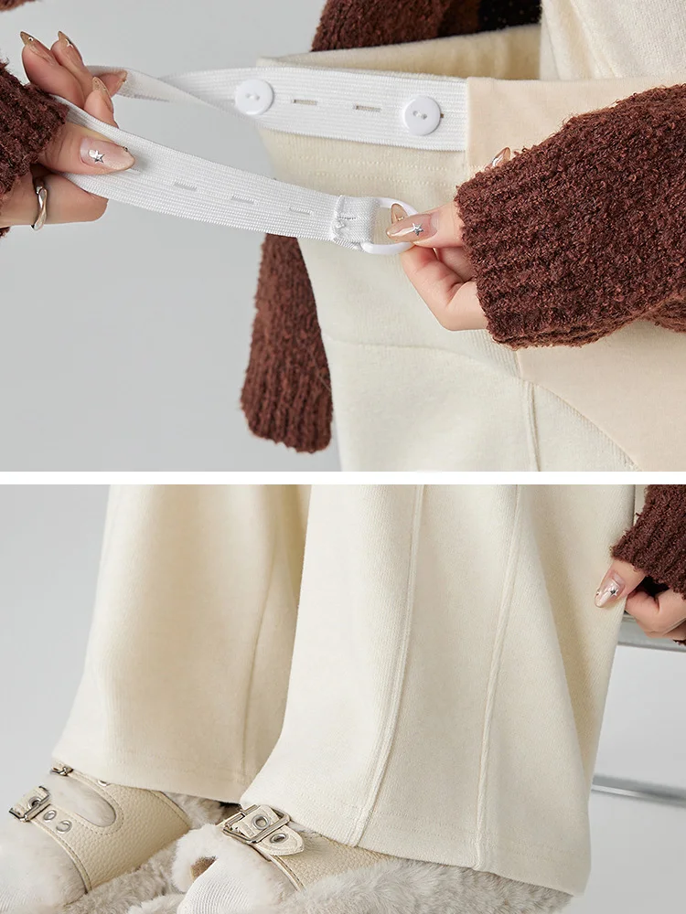 Pantalones premamá de pierna ancha con cintura elástica - imagen 5