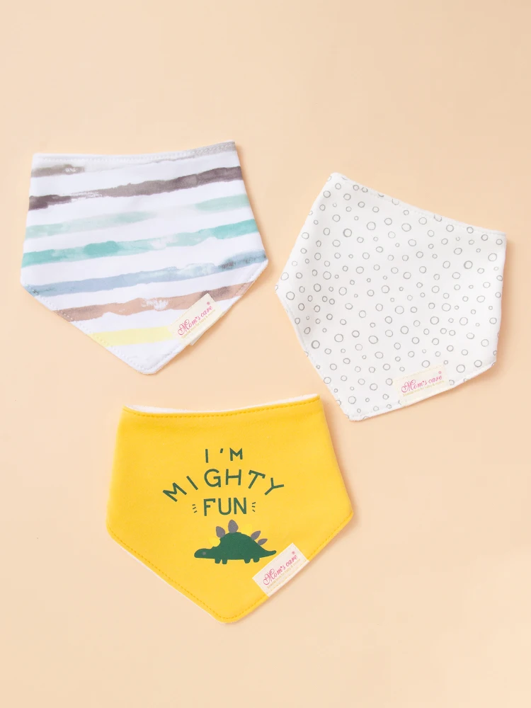 Babero de alimentación de bebé hecho de algodón, toalla de agua para la boca, doble capa, suave, cómodo, tamaño ajustable, accesorios de 0 a 3 años, 3 uds. - imagen 2