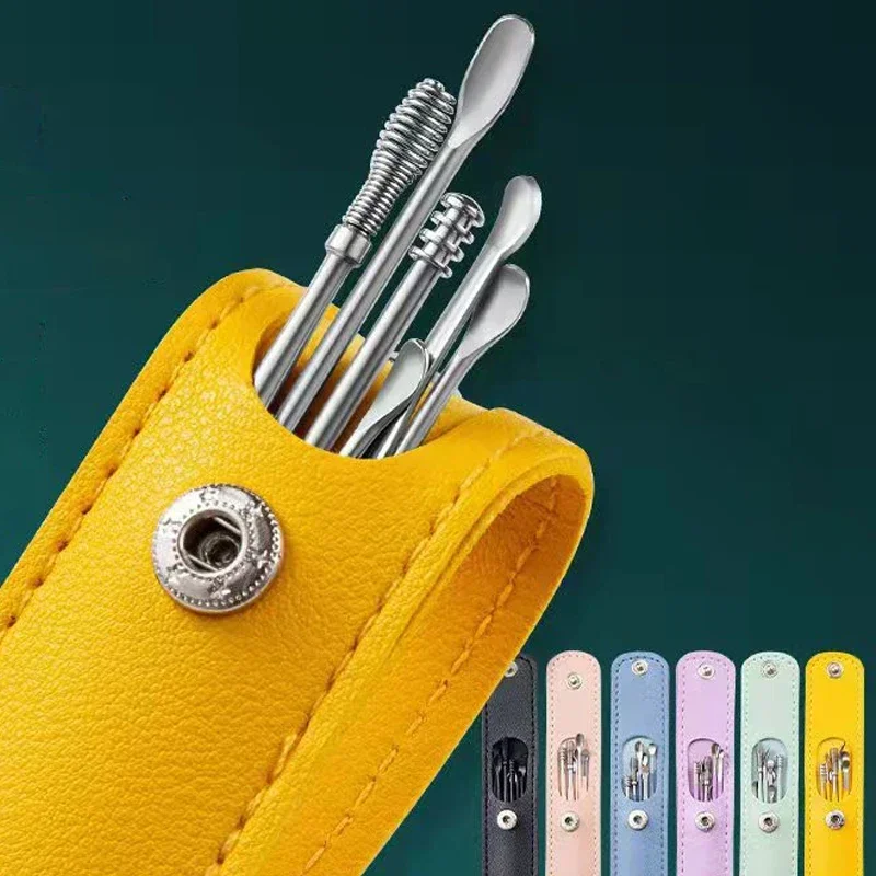 Kit de herramientas de extracción de cera, limpiador de oídos de acero inoxidable, juego de selección de oídos reutilizable, Kit de limpieza de oídos para el cuidado de la salud, 6 uds. - imagen 4