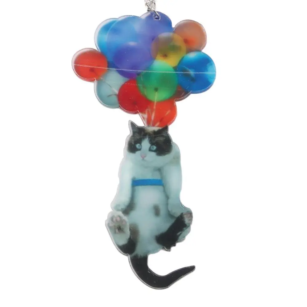 Adorno colgante de coche de gato con globo colorido, decoración Interior de coche, colgante de coche creativo, lindo gato