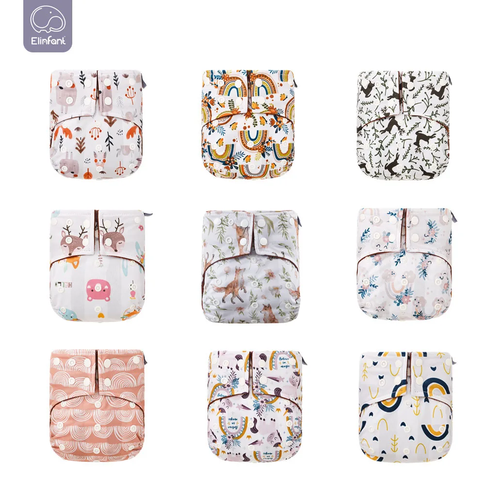 Elinfant-pañal de tela impermeable interior de lana de café, pañales de bolsillo reutilizables y lavables para bebé, pañal de tela ajustable OS para 3-15kg