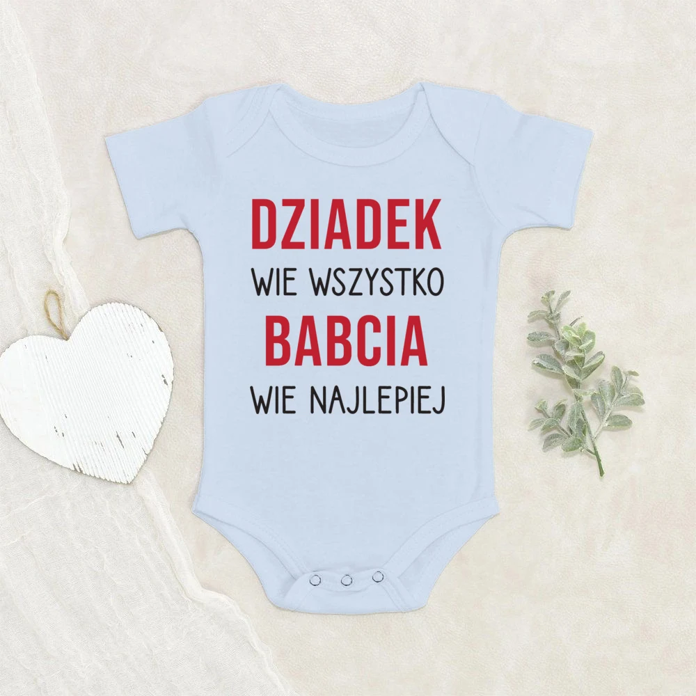 Babcia Wie Wszystko Dziadek Wie Najlepiej, pelele divertido polaco, traje para recién nacido, mono infantil para niños pequeños, regalos para Baby Shower - imagen 3