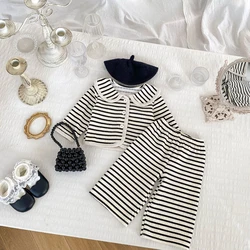 Conjunto ropa niña 9 a 5 años camiseta manga larga rayas pantalones pierna ancha