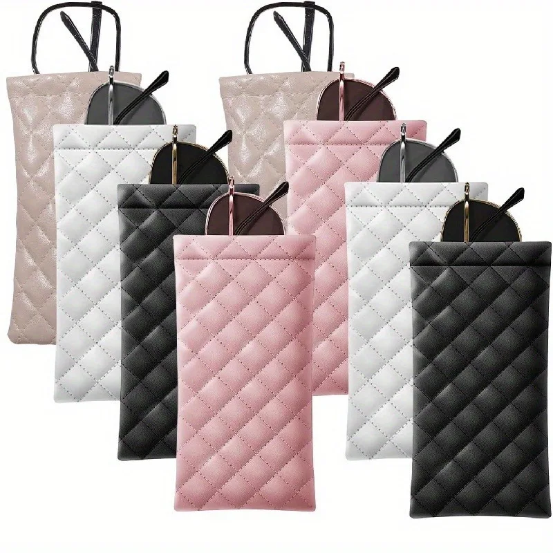 Estuche portátil para gafas exprimido, bolsa suave de cuero PU para gafas, funda para caja de almacenamiento de gafas para teléfono portátil - imagen 2