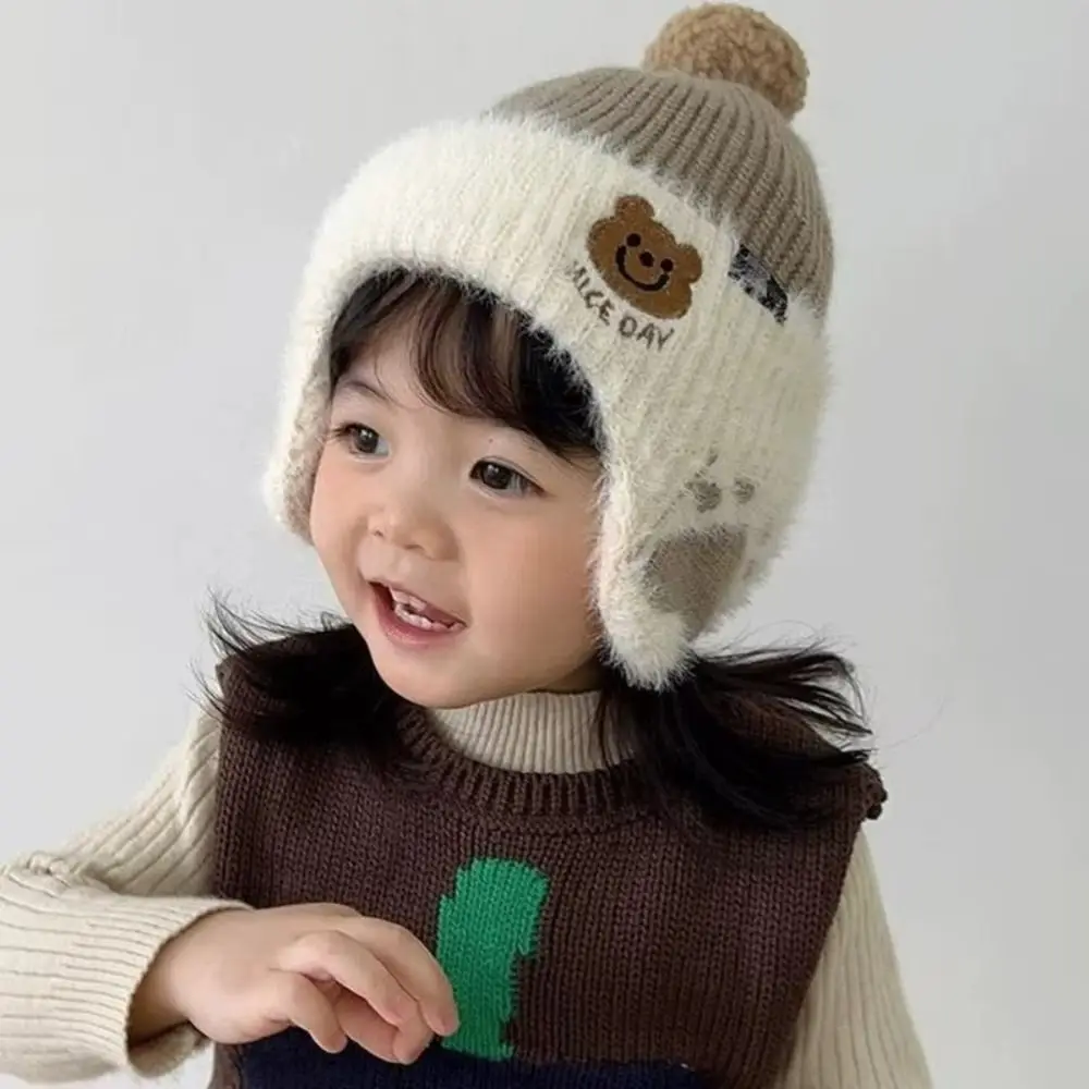 Ropa de bebé de lana ​ ​ Gorro cálido para bebé, gorro suave y bonito con orejeras para niños, gorro con protección para los oídos - imagen 2