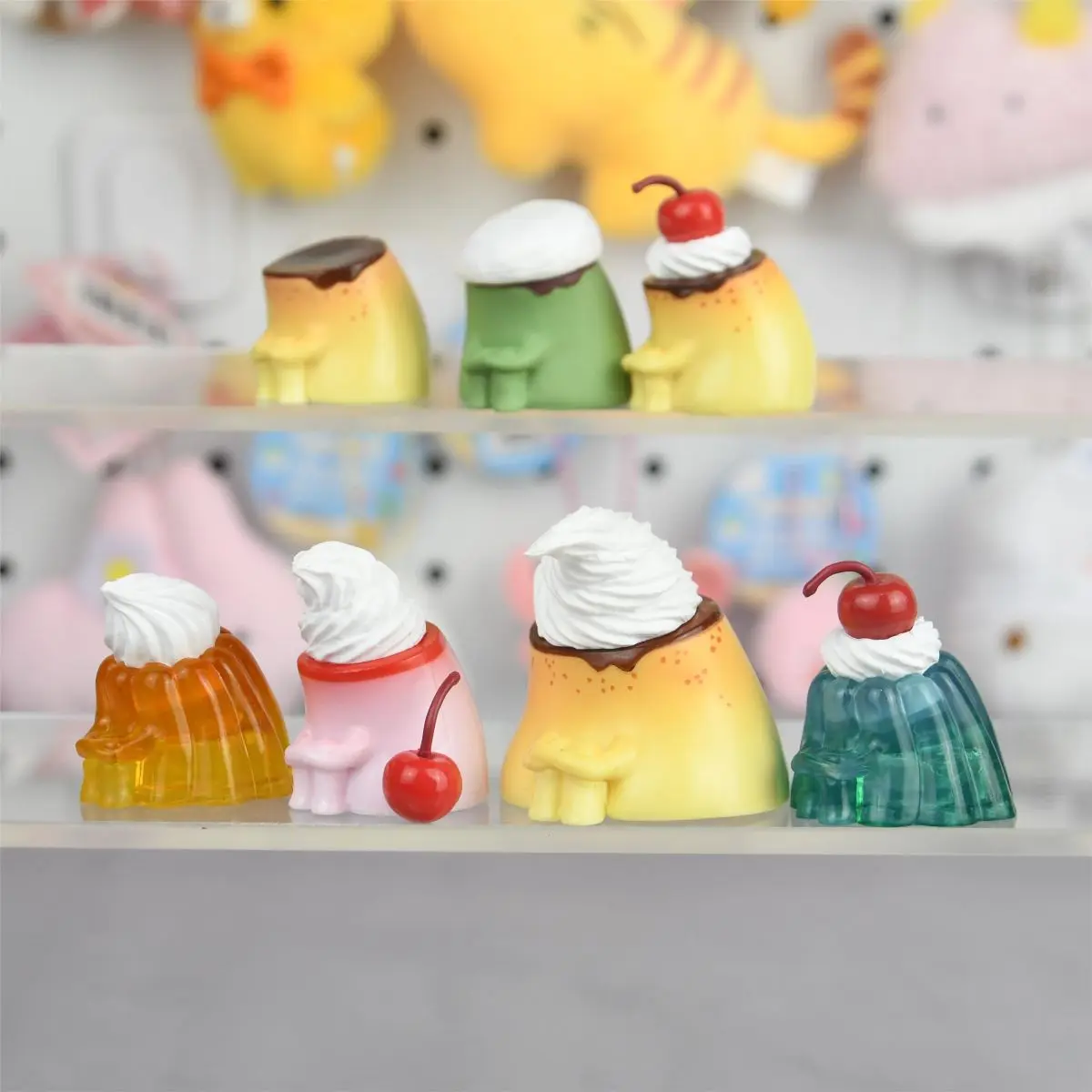 Juguetes gashapon originales Machiboke, pudín duro en una cafetería, pudín de leche dulce kawaii, figuras para sentarse y esperar de gelatina de naranja - imagen 5