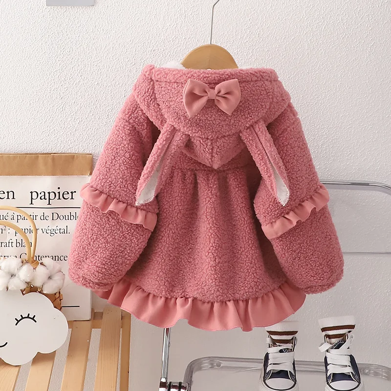 Abrigo acolchado de felpa con capucha para bebé y niña - imagen 4