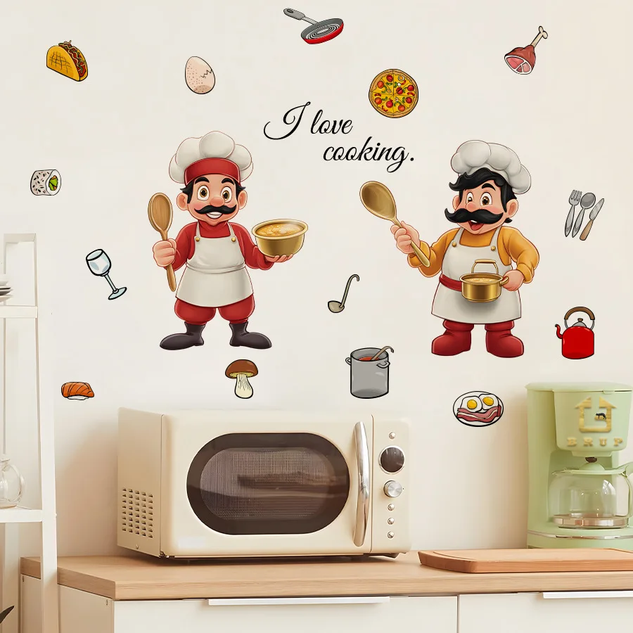 Chef utensilios de cocina pegatinas de pared autoadhesivas gabinetes refrigeradores cocinas comedor embellecimiento decoración pegatina - imagen 5