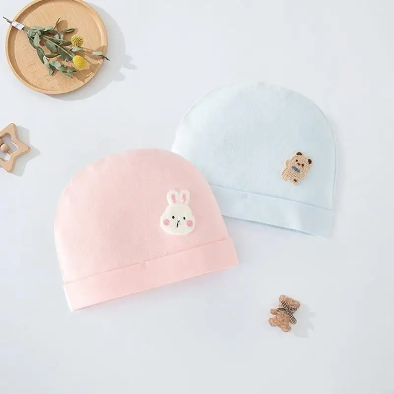 D7YD Gorro hospital con estilo, gorros unisex para bebés, gorros algodón sólido, género neutro para recién nacidos 0 a - imagen 5