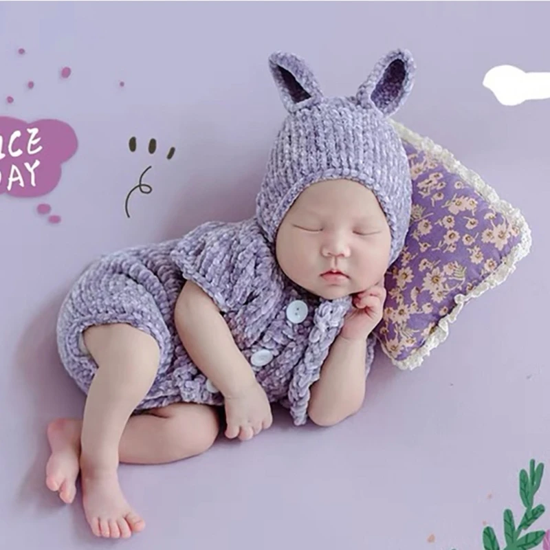 Disfraz de conejo para bebé, accesorios de fotografía, traje de conejito de Pascua para recién nacido, ropa de punto para niña de 0 meses, mono para mujer y niño
