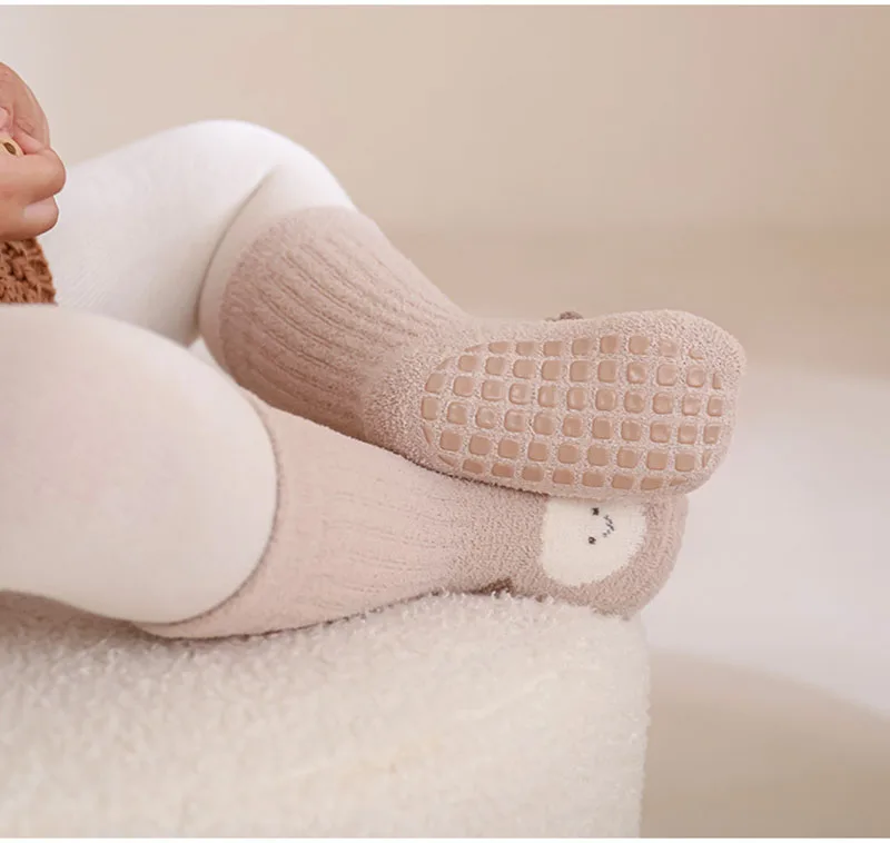 3 Pairs a Lot MILANCEL Winter Baby In Tube Socks 0-5T Cute Cartoon Toddler Boys Non-slip Socks Fleece Padded Infant Floor Socks - imagen 2