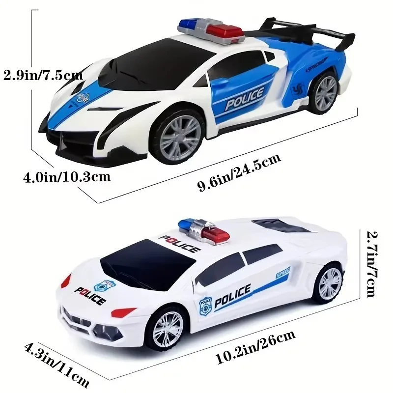 Coche de policía de juguete para niño, juguete giratorio con luces musicales y sirena, vehículo de juego de policía con puertas que se pueden abrir, regalo de Navidad para niños - imagen 2