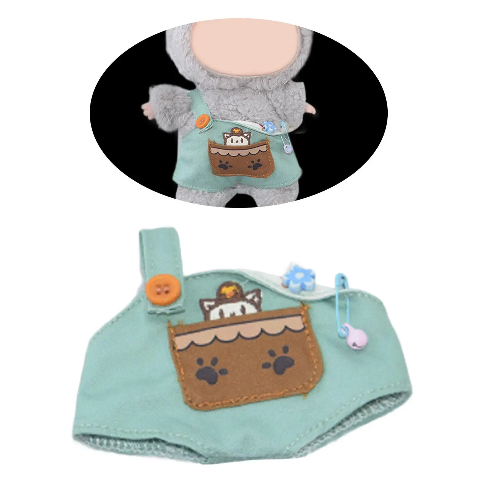 Doll Clothes, Fashion Doll Dress up Comfortable Soft Adorable Doll Overalls Doll Clothing for 17cm Pendant Doll Costume Decor