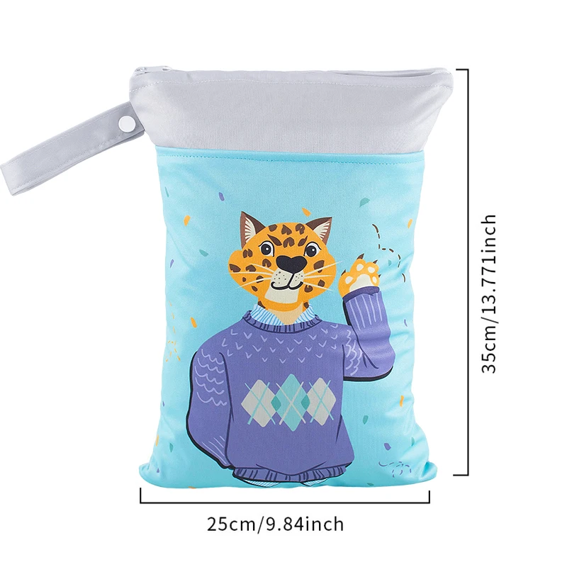 Organizador de almacenamiento para mamá con bolsillos dobles de bloques de color y estampados de dibujos animados Pororo, bolsa de pañales portátil para bebé para viaje, cochecito - imagen 2