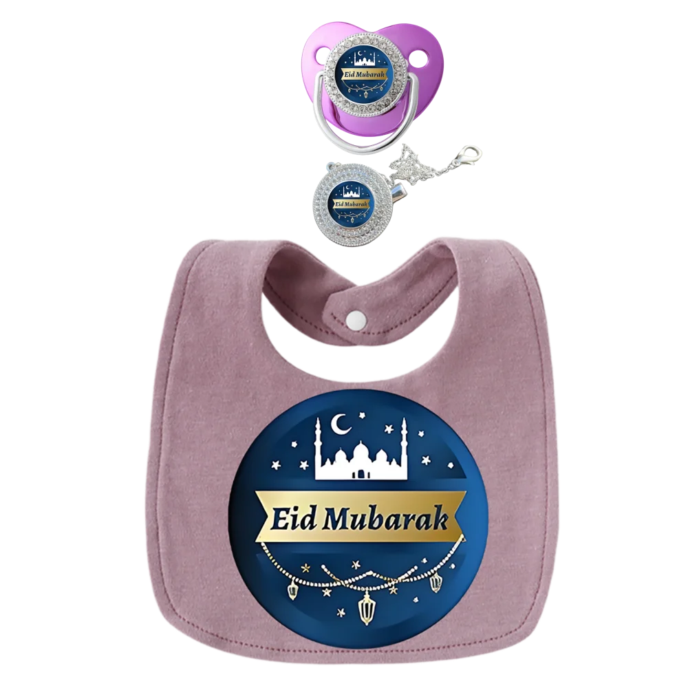 3 juegos de Baberos morados para bebé, ropa para eructar, chupetes y portabebés musulmanes para bebé, toallas para saliva recién nacido, toallas de algodón para niños - imagen 3