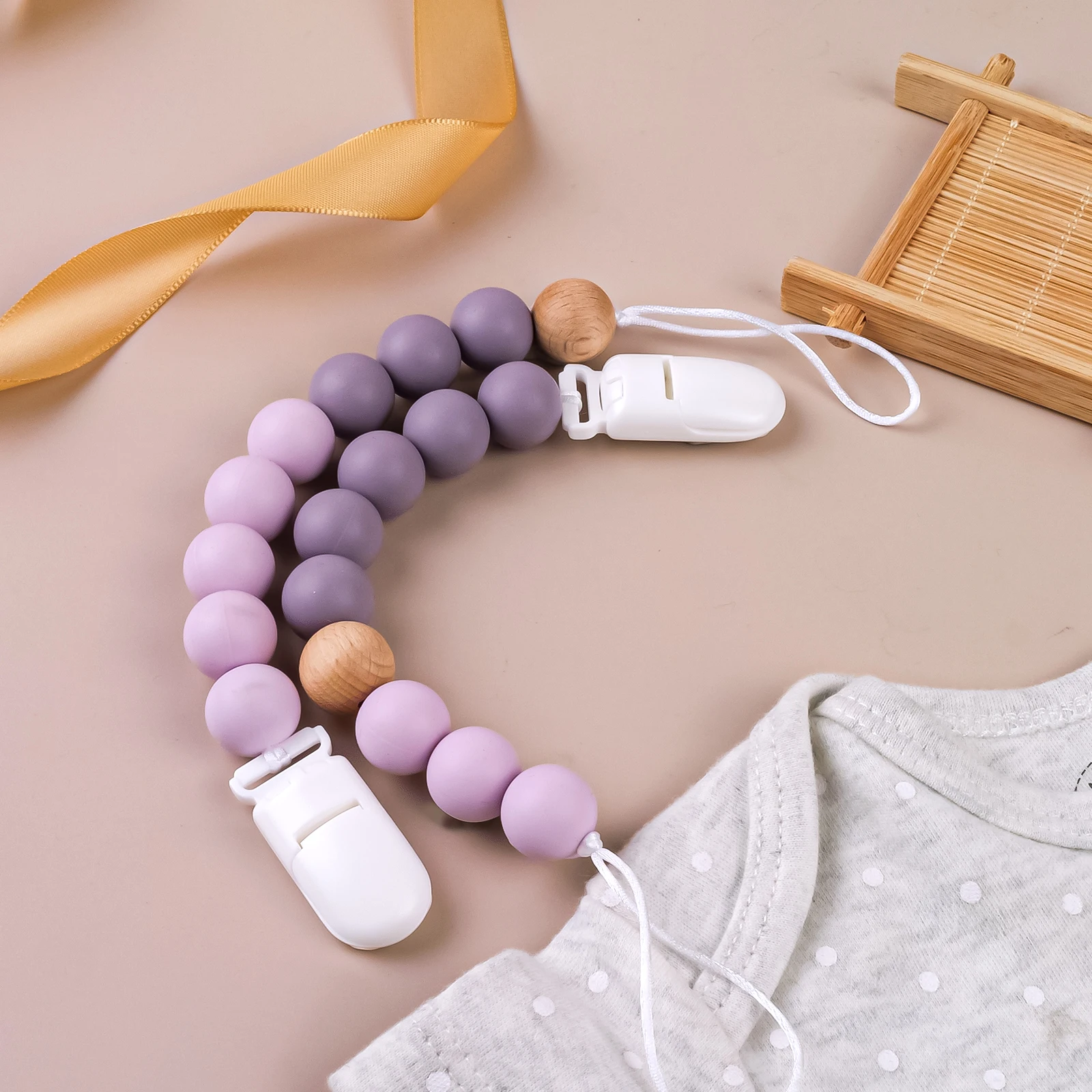 Clips para chupete de bebé, cadena integrada de silicona para chupete de bebé, mordedor, juguetes para la dentición, soporte con Clip, Clip de cadena, regalo para bebé, 1 ud.