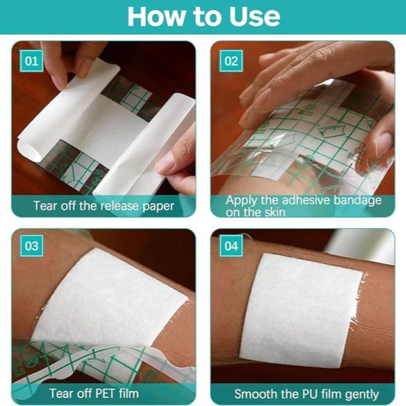 5 hojas/juego de tirita transparente pequeña y grande, vendaje para heridas en la piel, sección C, cinta de yeso de película de PU autoadhesiva impermeable - imagen 3