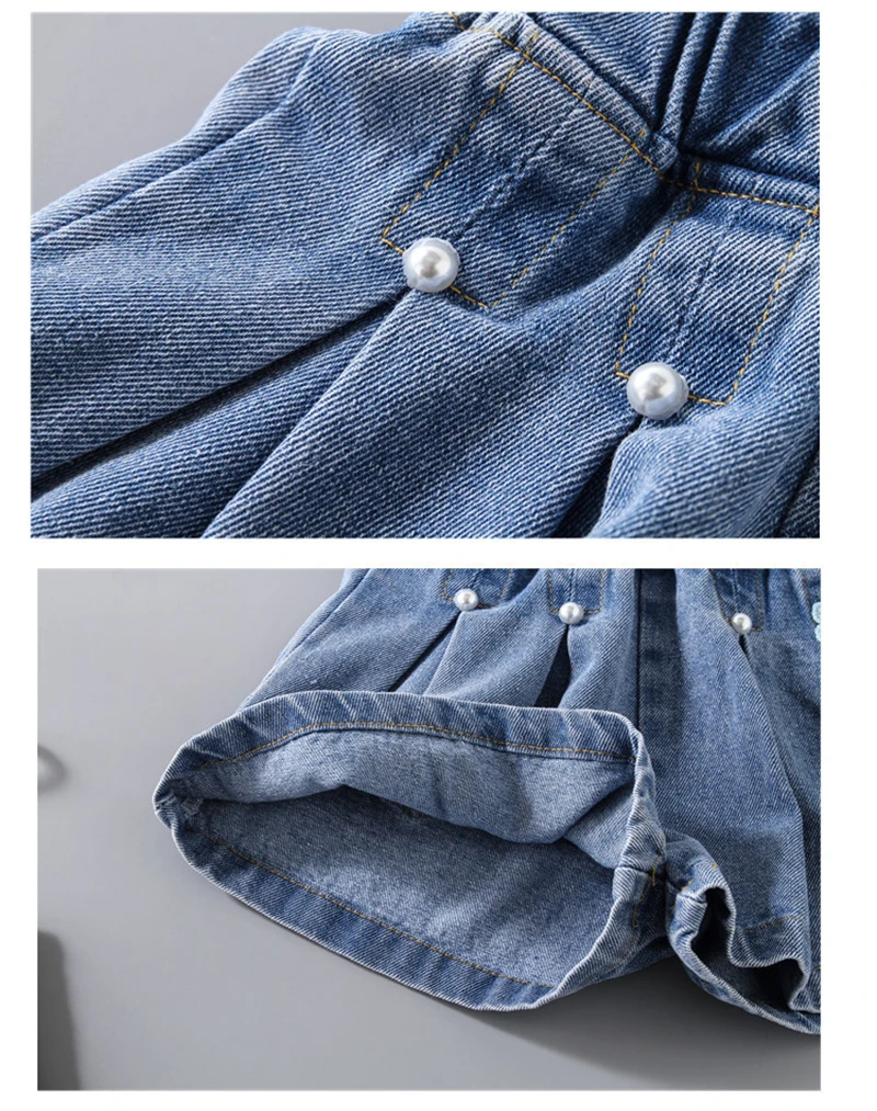 Pantalón corto vaquero plisado unisex – Verano - imagen 5