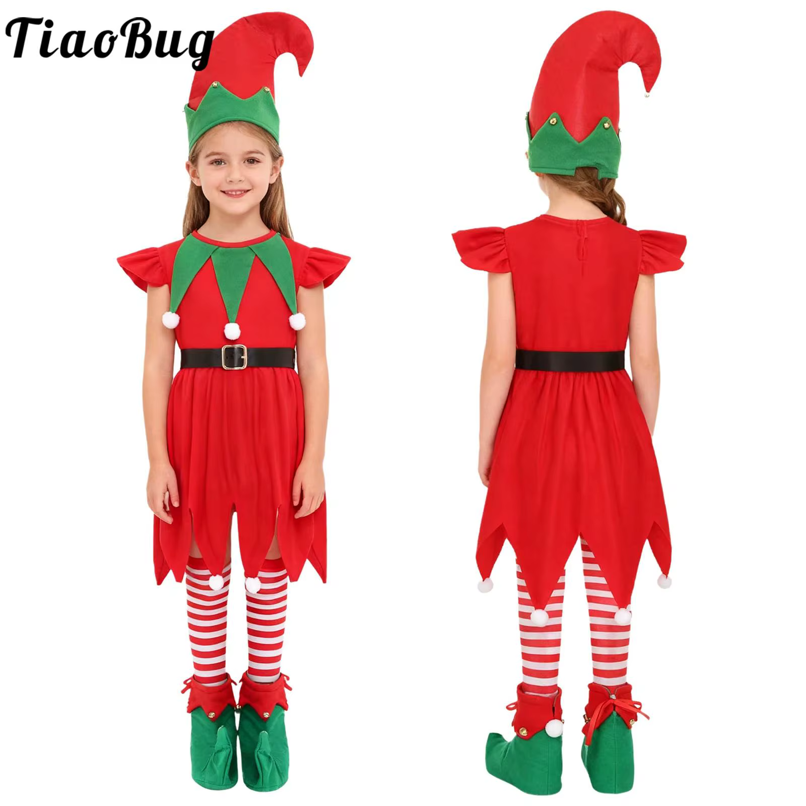 Disfraz de elfo navideño para niñas - Ayudante de Papá Noel - imagen 2