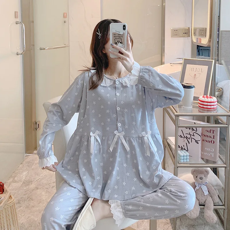 Pijama de lactancia manga larga para maternidad y posparto - imagen 4
