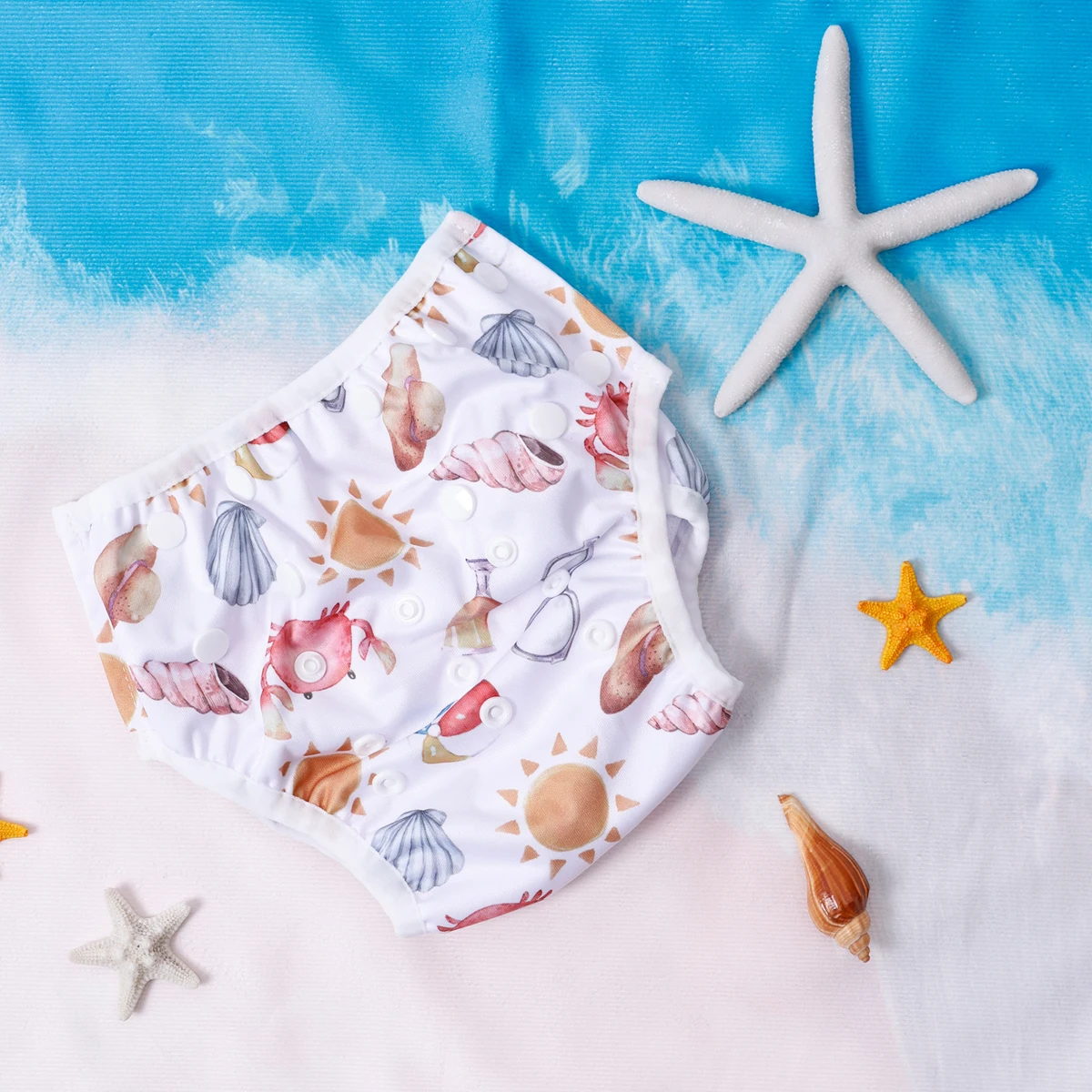 HappyFlute-pañales de natación reutilizables para bebé, traje de baño de dibujos animados para niños y niñas, pantalones de pañal de natación ajustables para verano, 1 unidad