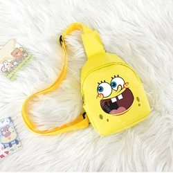 Bolso de pecho de Bob Esponja para niñas y niños, bolso cruzado ligero con estampado de un solo hombro, bolso de pecho de película novedosa, regalos de cumpleaños de moda