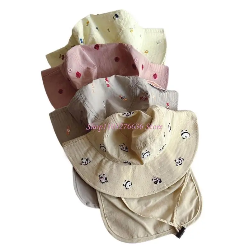 Gorro playa viaje para niños R6FD, gorras pescador con solapa para cuello, protecciones solares transpirables para 3 - imagen 2