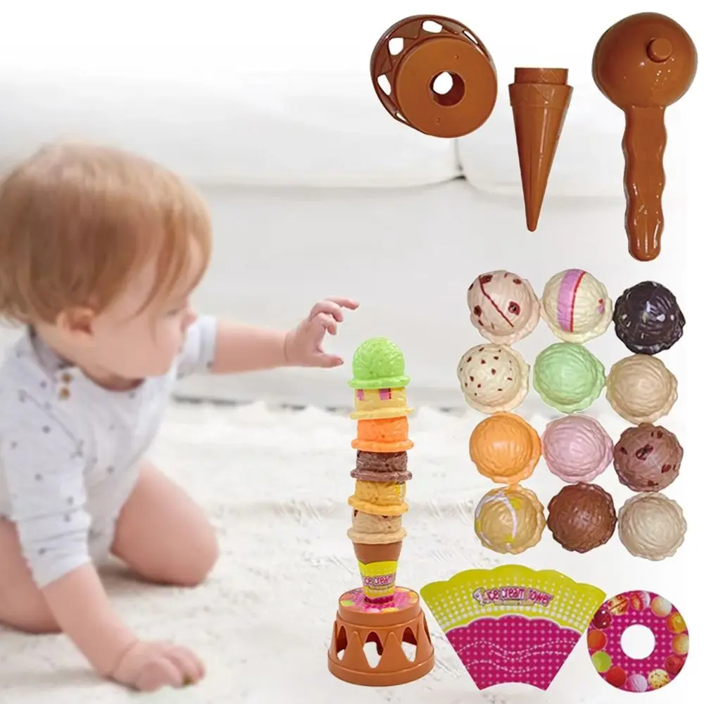 Juguete de helado apilable Multicolor, juego de cocina de coordinación mano-ojo de plástico, agarre de comunicación para padres e Unisex, desarrollo - imagen 5