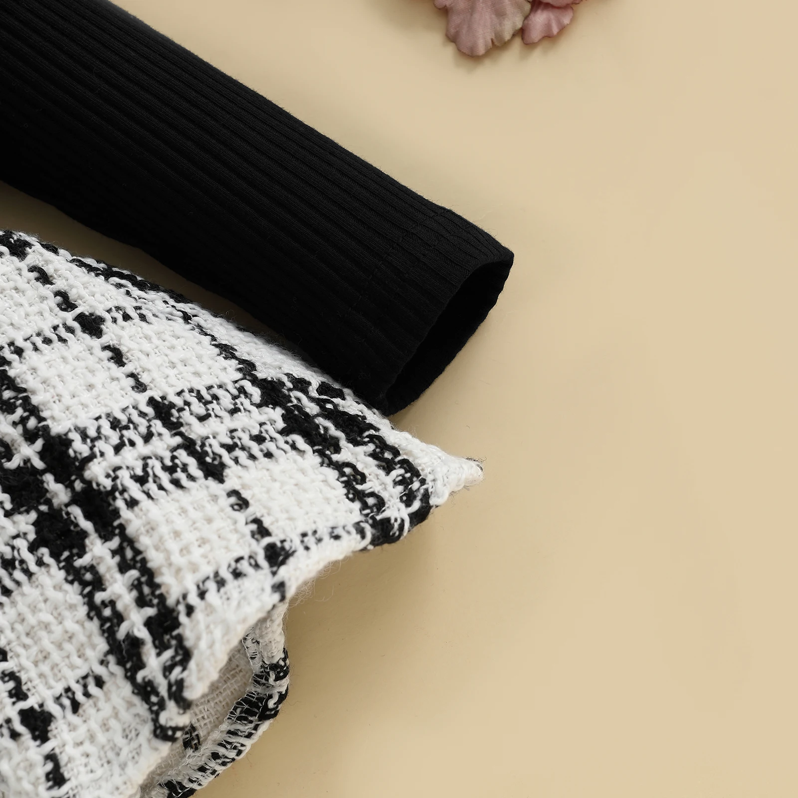 Conjuntos de otoño para niña de 0 a 18 meses, falda con estampado de cuadros de manga larga, mono con diadema, conjunto de calcetines, ropa infantil - imagen 4