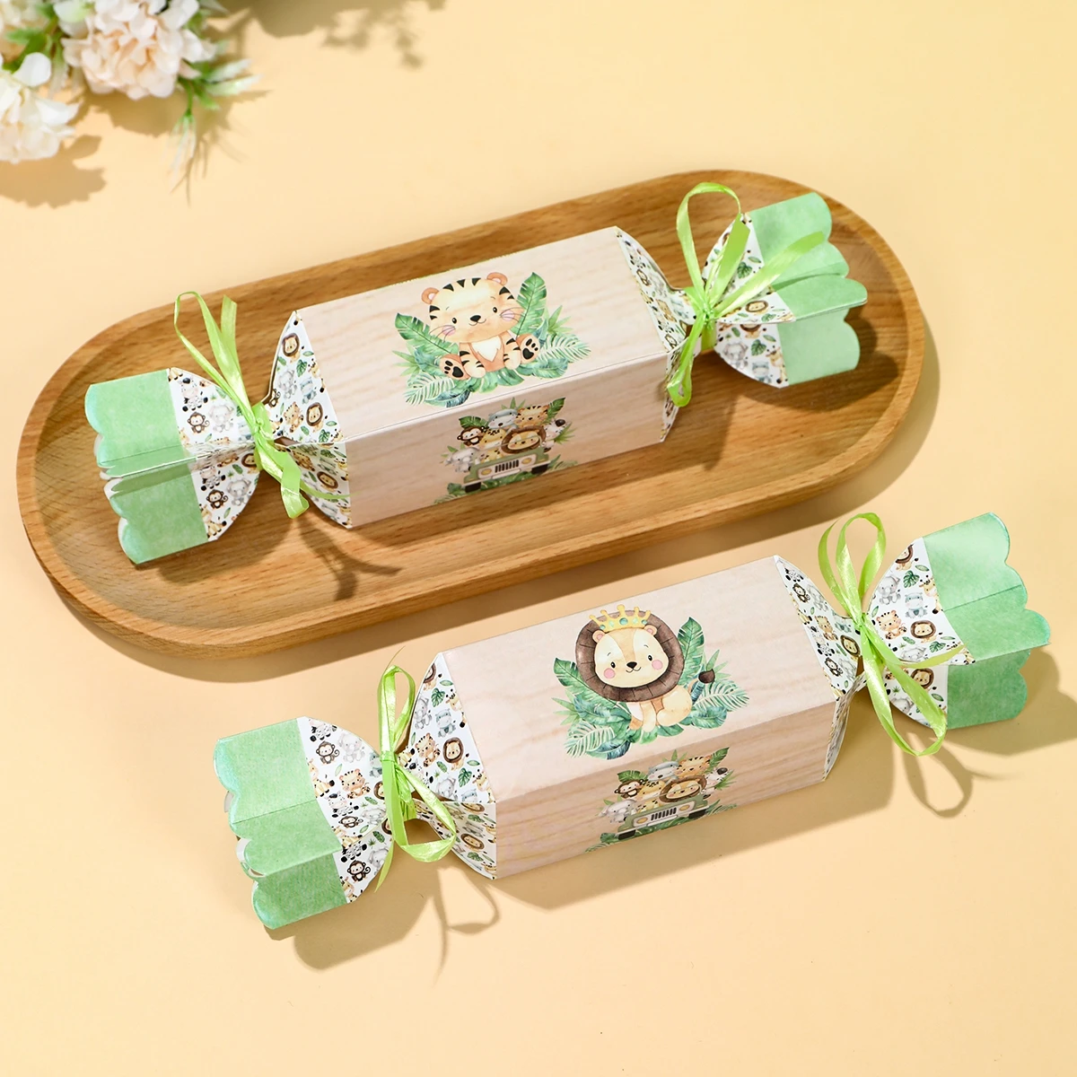 Cajas de dulces de animales de la selva para niños, decoraciones para fiesta de cumpleaños, Safari, 1er salvaje, tema del bosque de la selva, suministros para Baby Shower, 6 uds. - imagen 4