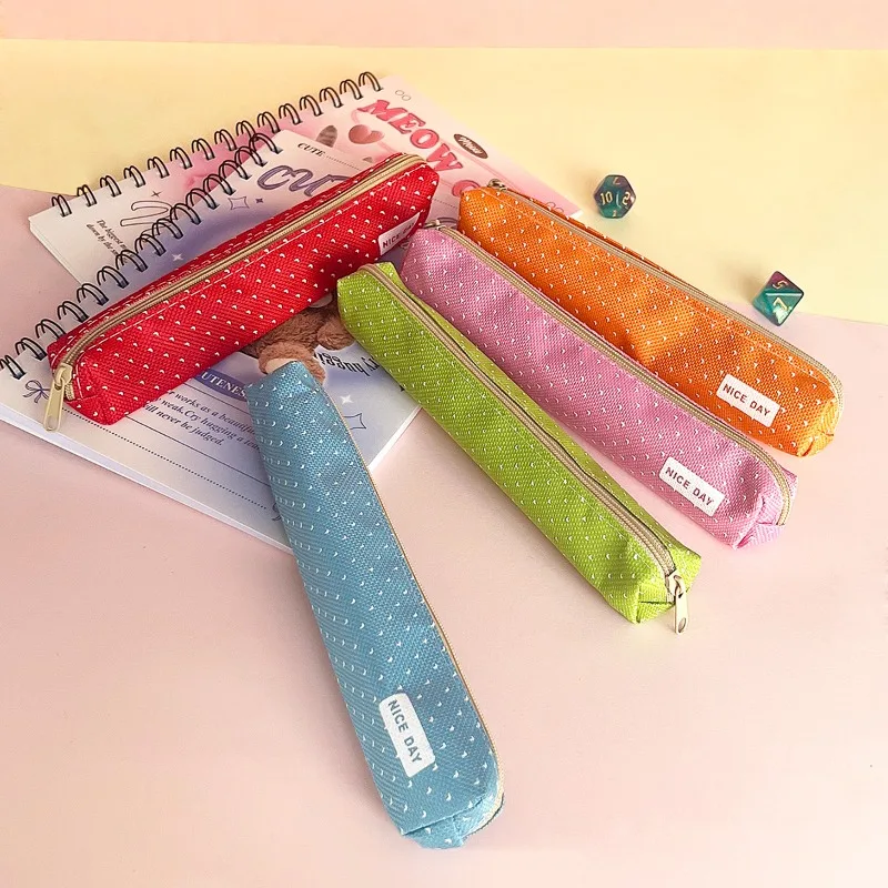 Estuche escolar de lona caramelo con puntos – Infantil