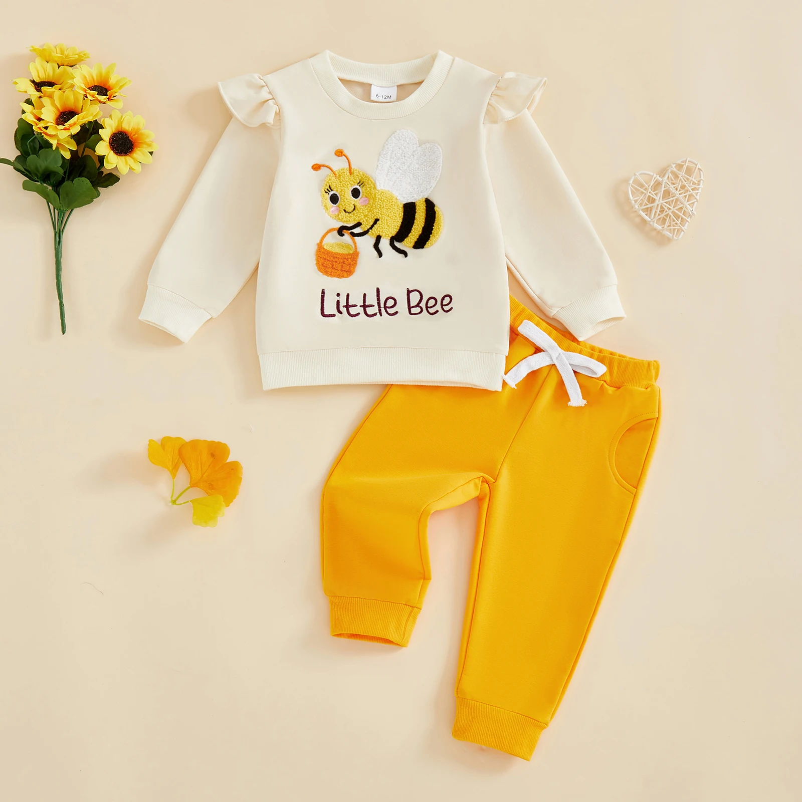 Tregren conjunto bebé niña sudadera y pantalón abeja cuello redondo - imagen 2