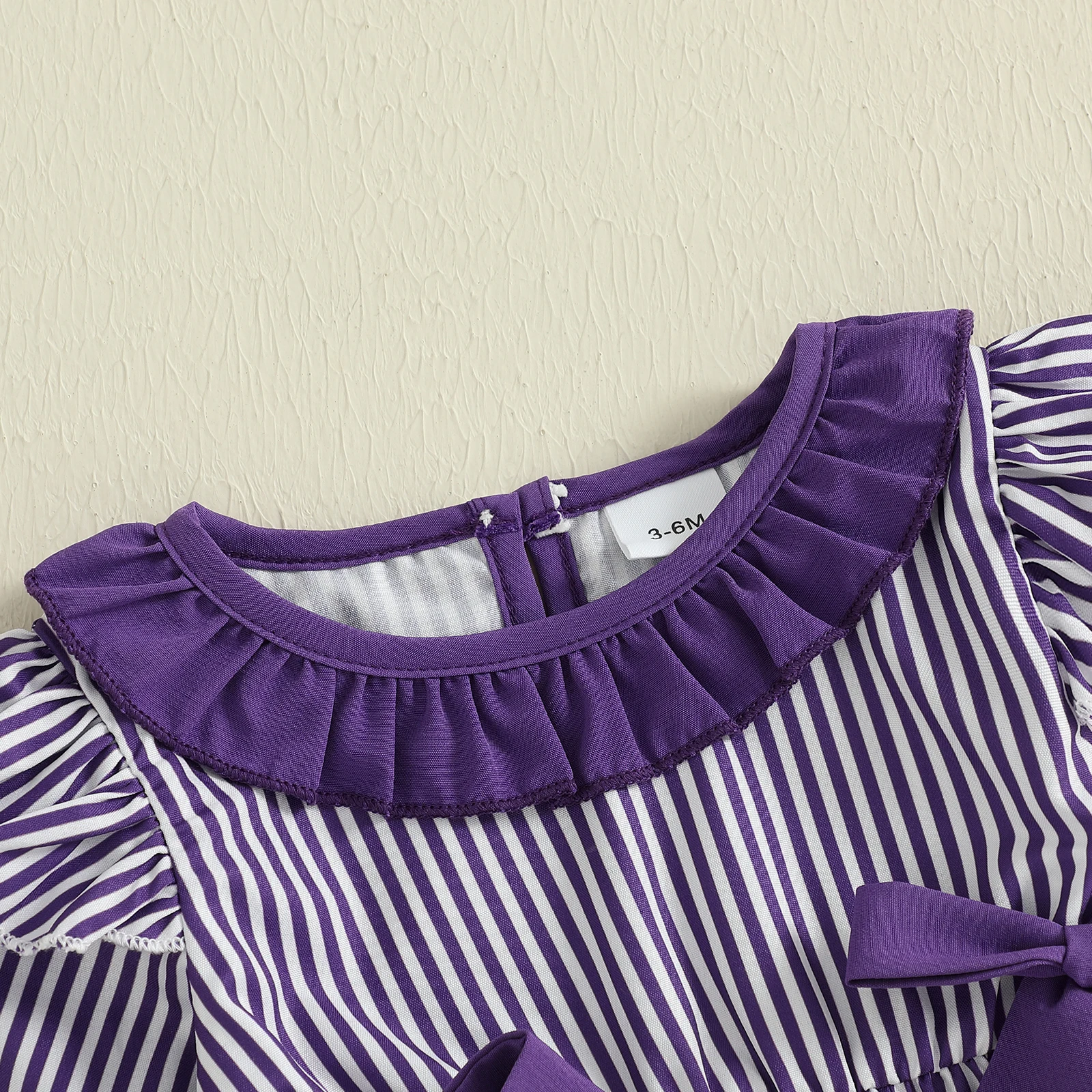 VISgogo-Body de Halloween para niña de 0 a 18 meses, pelele con estampado de rayas y lazo frontal de manga larga, mono de otoño para recién nacido - imagen 3