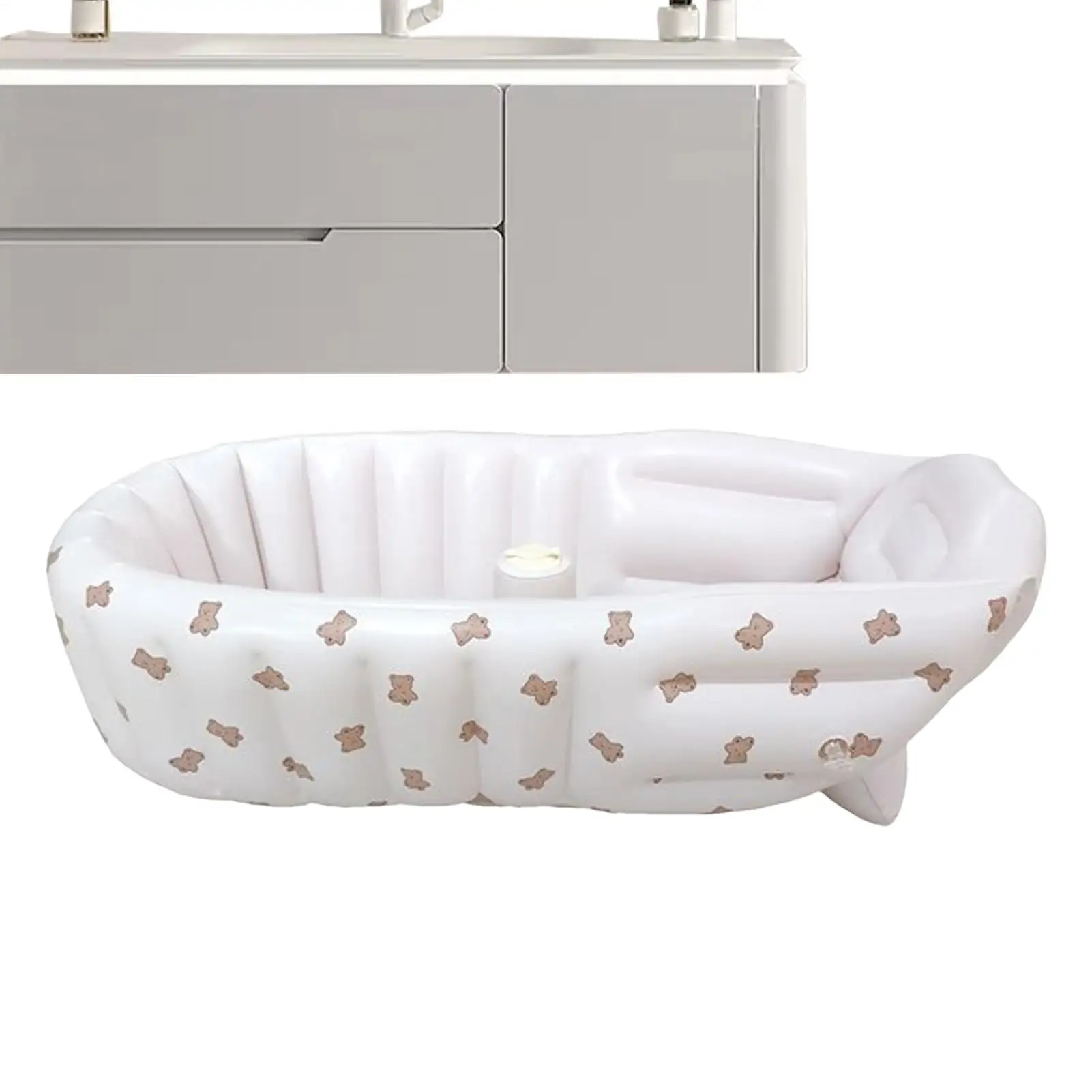 Bañera inflable para bebé, baño portátil para bebé, soporte ergonómico plegable, asiento de piscina para fregadero, baño de playa para juegos acuáticos al aire libre de verano - imagen 5