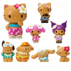 Figura coleccionable Hello Kitty y My Melody estilo Hawaii