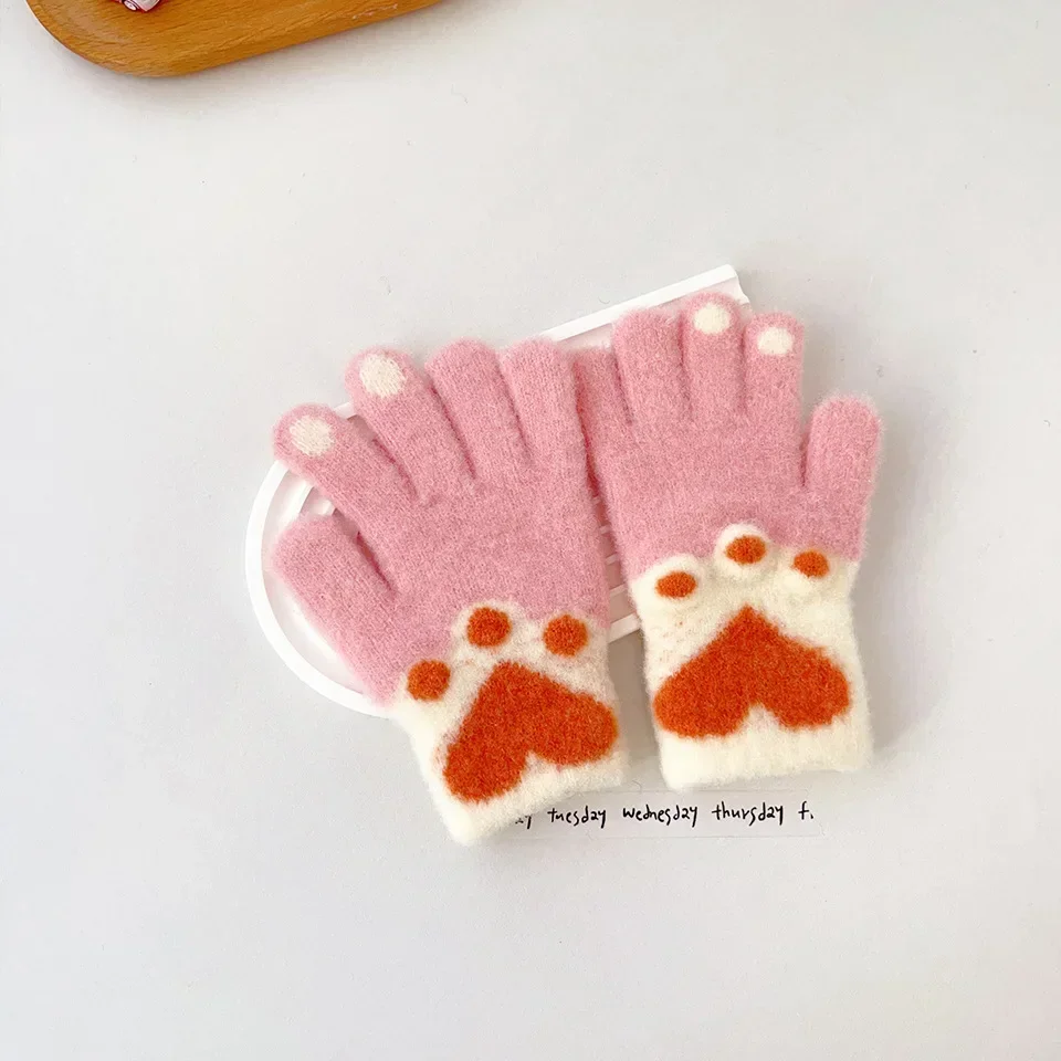 Guantes de punto cálidos estilo corazón para niños – Otoño invierno - imagen 4