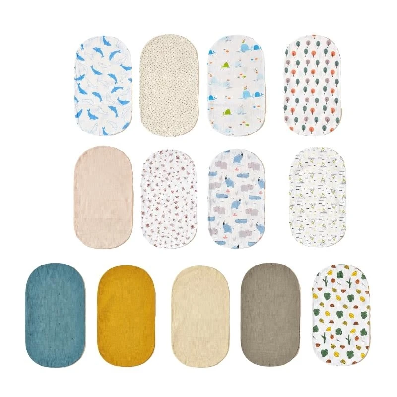 M76C Baby Changing Boquh Sheet Soft Oval Bassyet Matchel Cubierta para canasta bebé Ceta algodón Cambio algodón