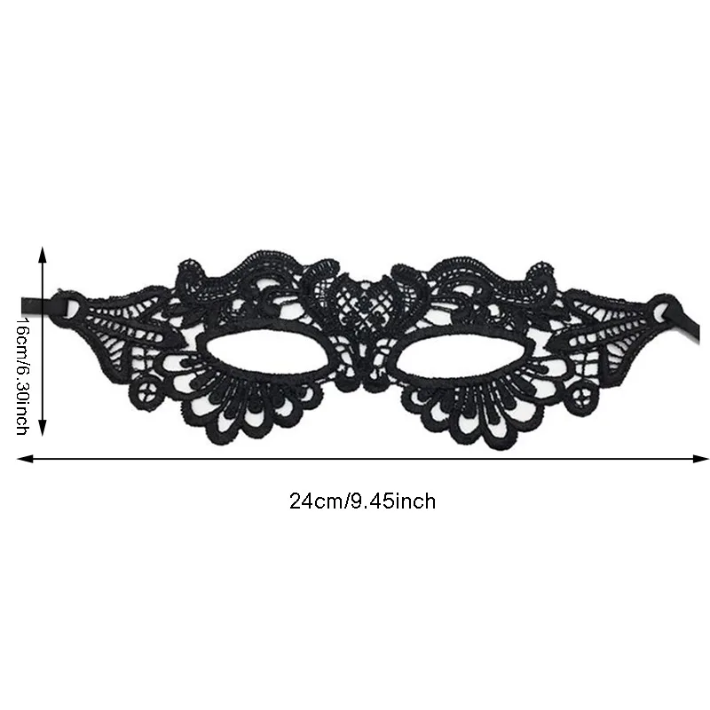 Máscara de encaje negro elegante con apliques bordados para carnaval - imagen 2