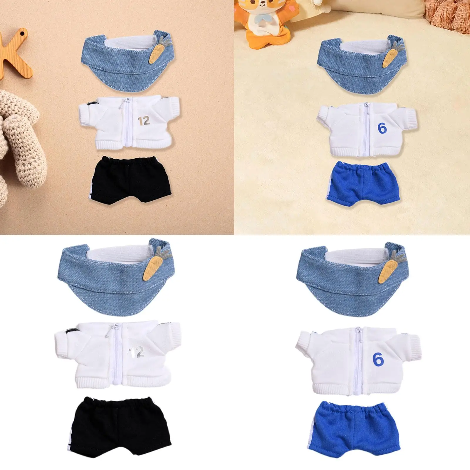 Plush Doll Top and Pants Doll Clothing Coordination Flexibility Fashion Hands on for Kids Birthday Gift DIY Dress up with Cap