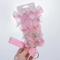 Orangza Set pinzas y lazos para el pelo de niña – Flores y perlas brillantes