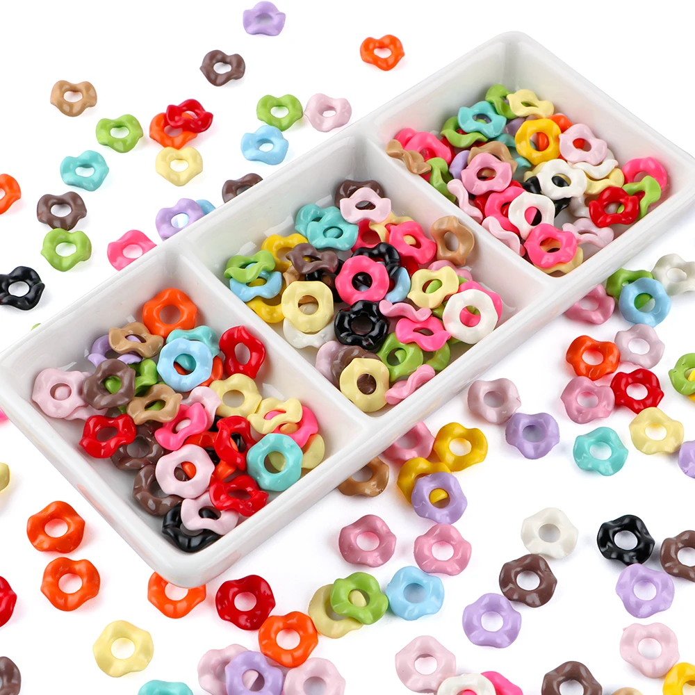 50 Uds. De cuentas circulares apilables onduladas acrílicas de 12/16mm para joyería DIY, collar, pulsera, pendientes, accesorios de decoración personalizados