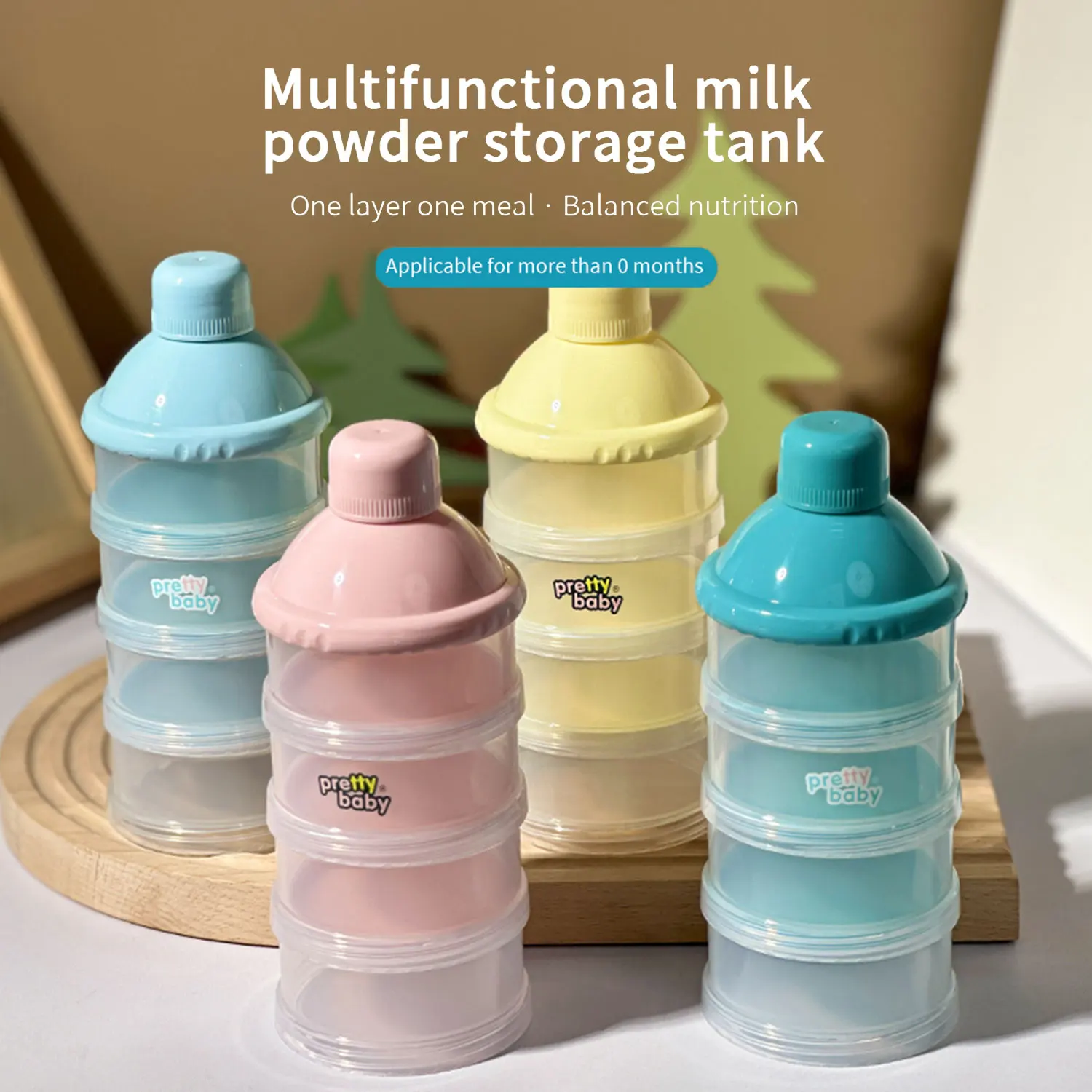 Caja de leche en polvo multicapa transparente desmontable de 4 capas, caja de aperitivos sellada, compartimento desmontable para leche en polvo para bebé - imagen 3