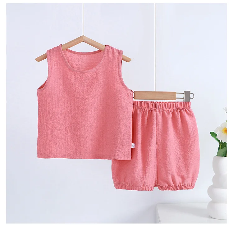 Somenie-Conjunto de ropa de casa Unisex para niños y niñas, Top sin mangas + Pantalones cortos, ropa de 2 uds., ropa de exterior para niños, tendencias