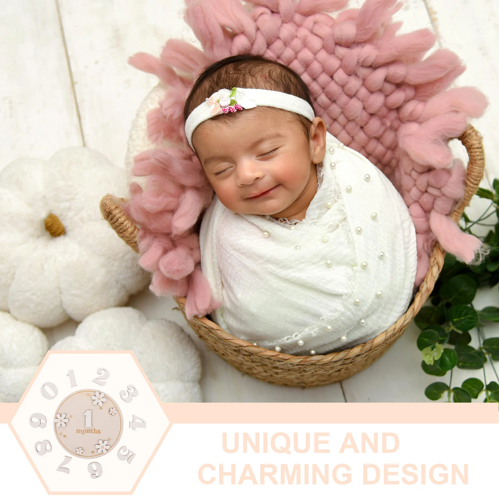 Juego de discos de madera de hito para bebé, Material de madera Natural, accesorios de fotografía de superficie lisa para decoración mensual de anuncio de bebé, 1 Juego - imagen 5