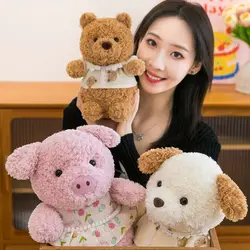 Peluche de Animal Sentado, Oso con Camiseta, Colección de Conejitos de Peluche, Muñeco de Peluche de Perro de 24 cm