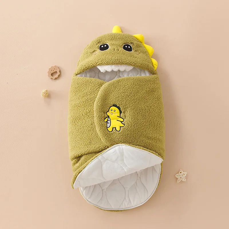 Edredón para bebé recién nacido, estilo primavera y otoño, paquete de habitación individual de dibujos animados, funda de edredón envuelta, patrón Animal, Material de terciopelo de Color puro - imagen 2