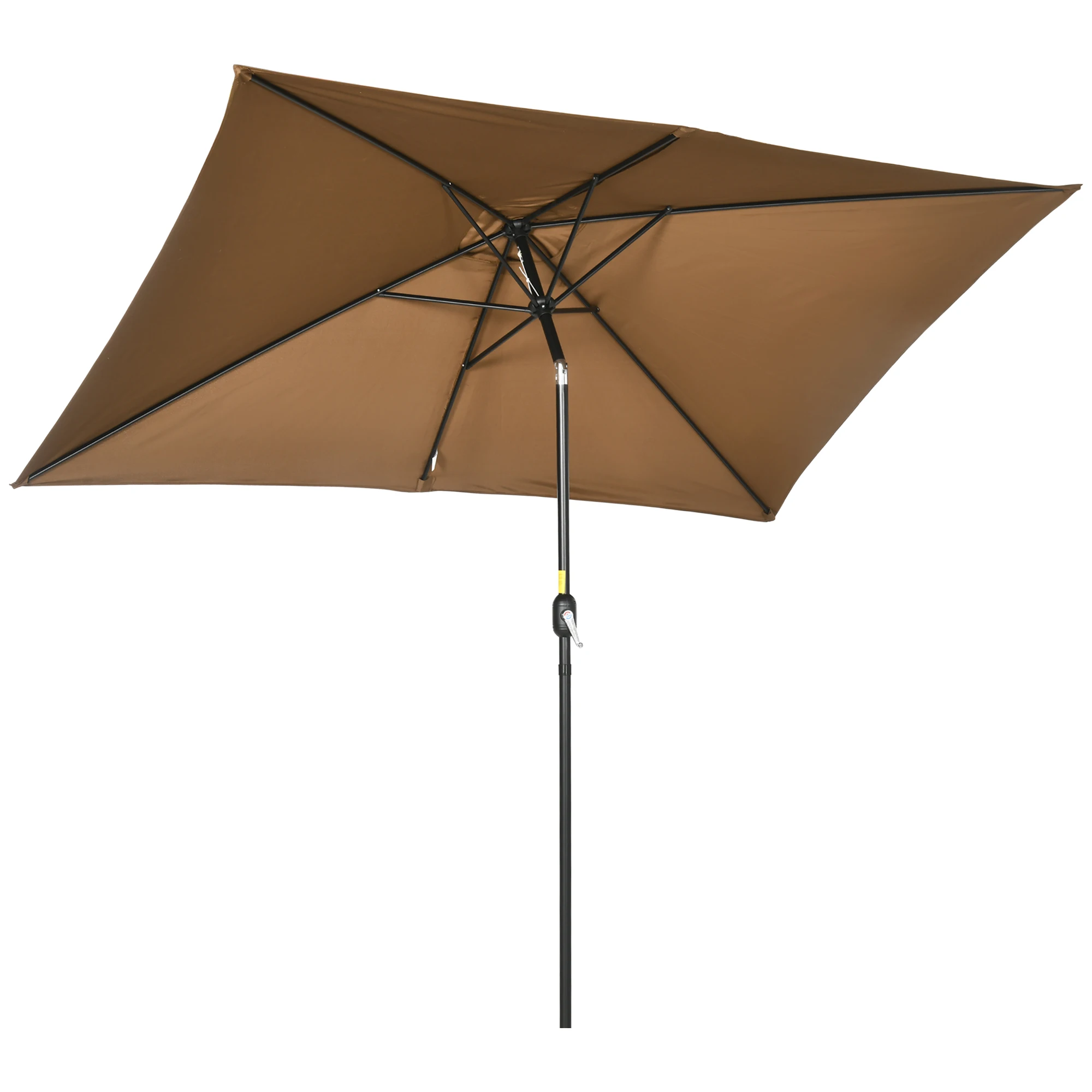 Outsunny Sombrilla de Terraza Exterior 198x294cm Parasol de Terraza Exterior con Ángulo Ajustable Mástil de Aluminio y Anti-UV Sombrilla para Jardín Patio Café